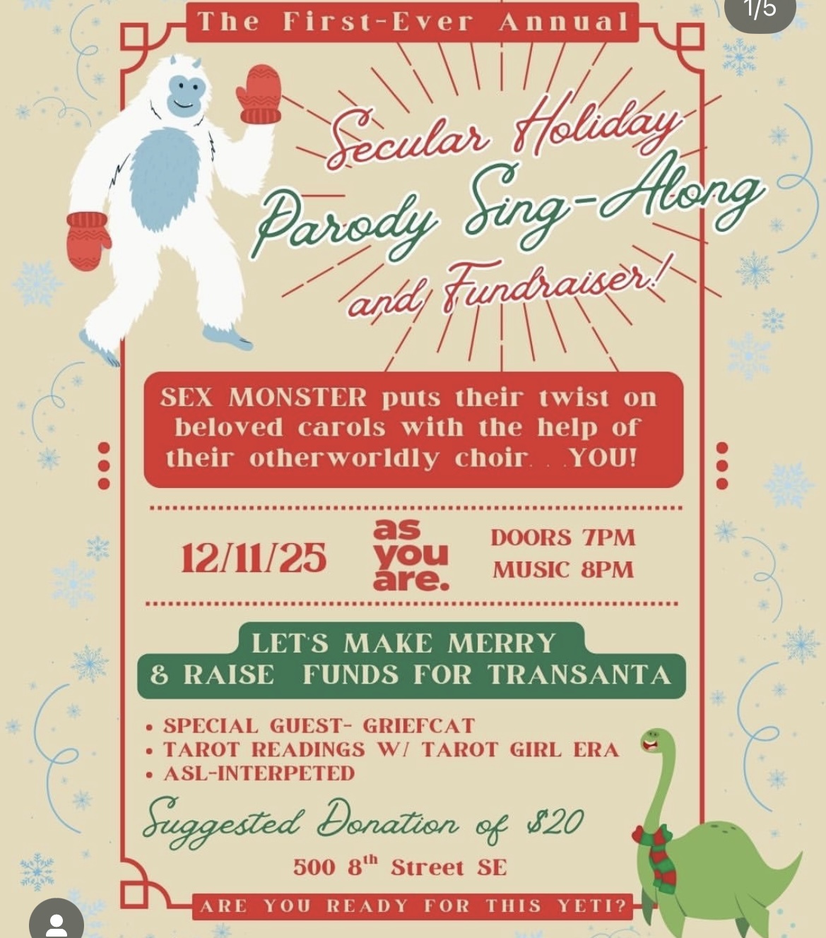 Secular Holiday Parody Sing-Along & Fundraiser
