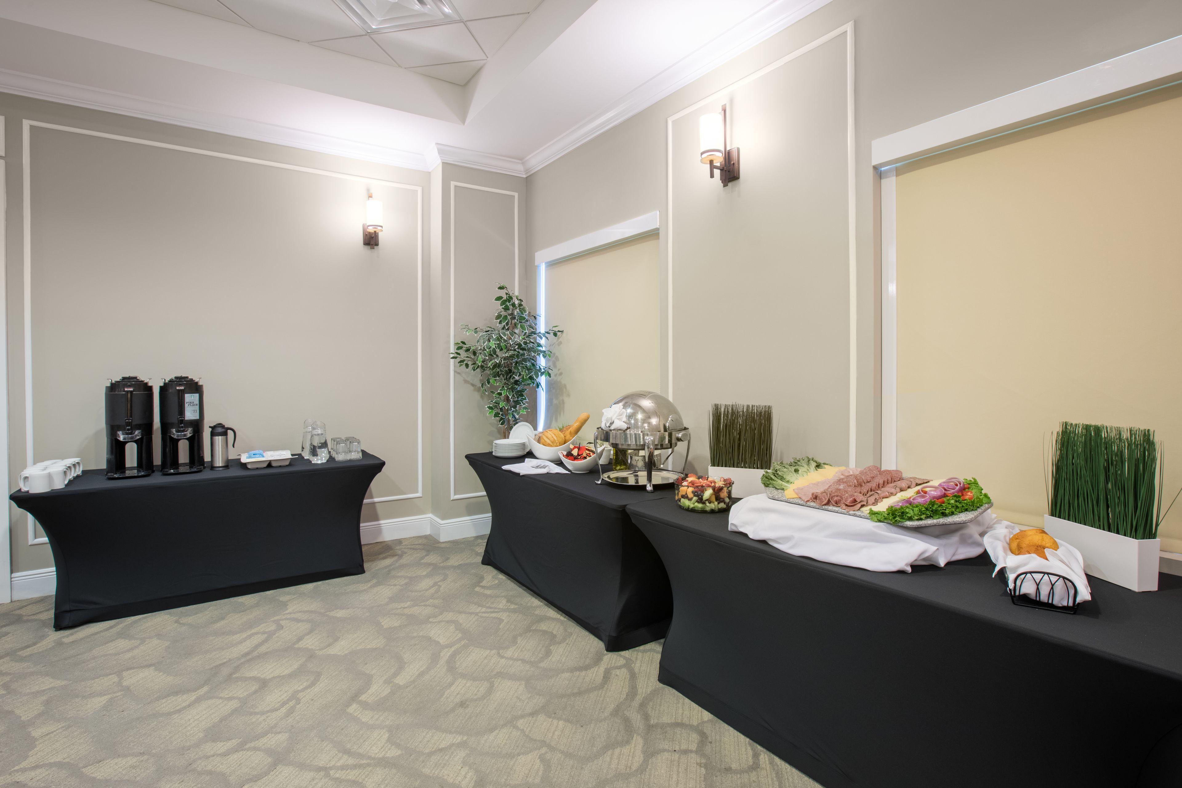 a buffet with food and drinks