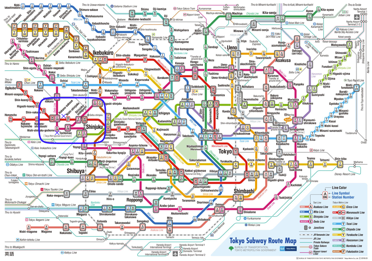 Tokyo Subway Route Map