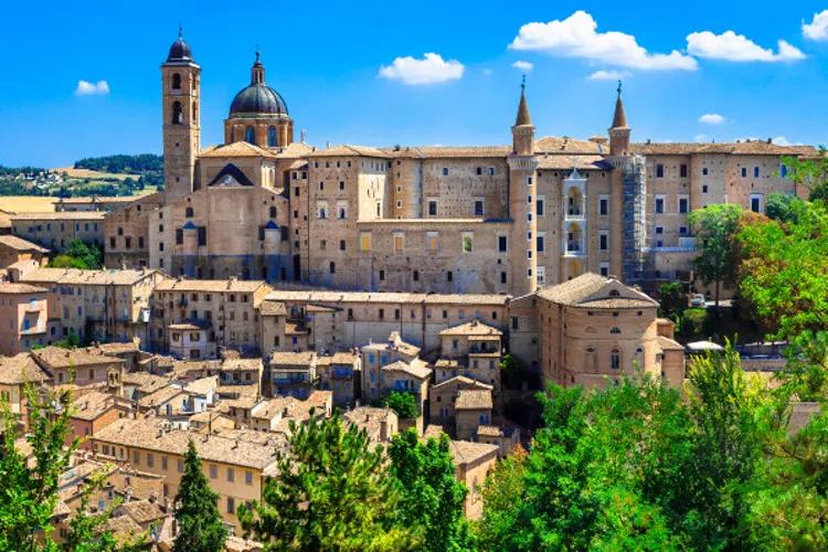 Urbino — Cartello QR GetYourGuide Marche