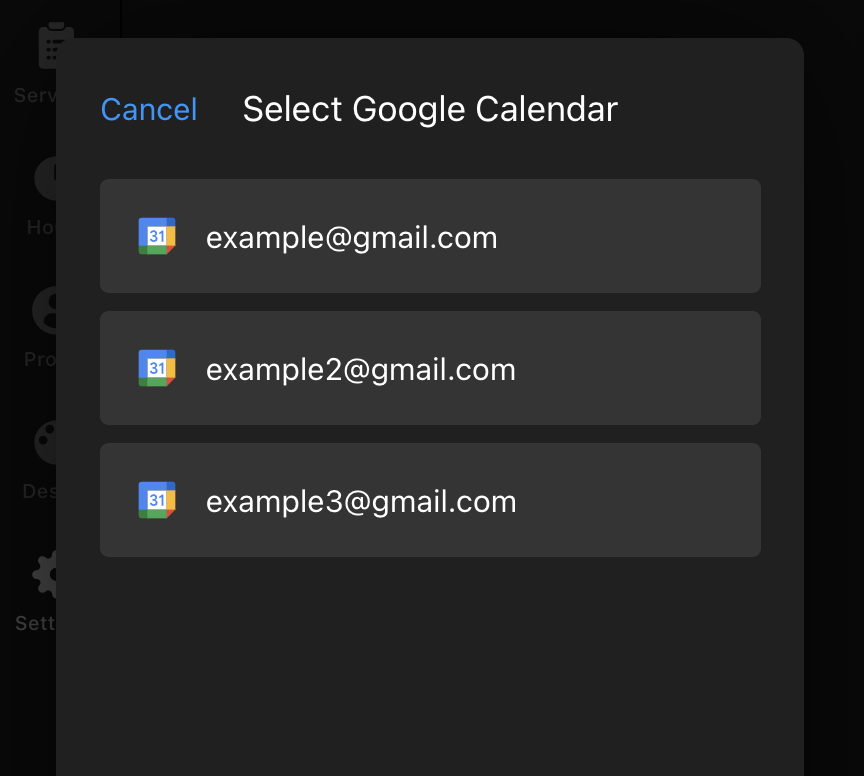Select a new calendar