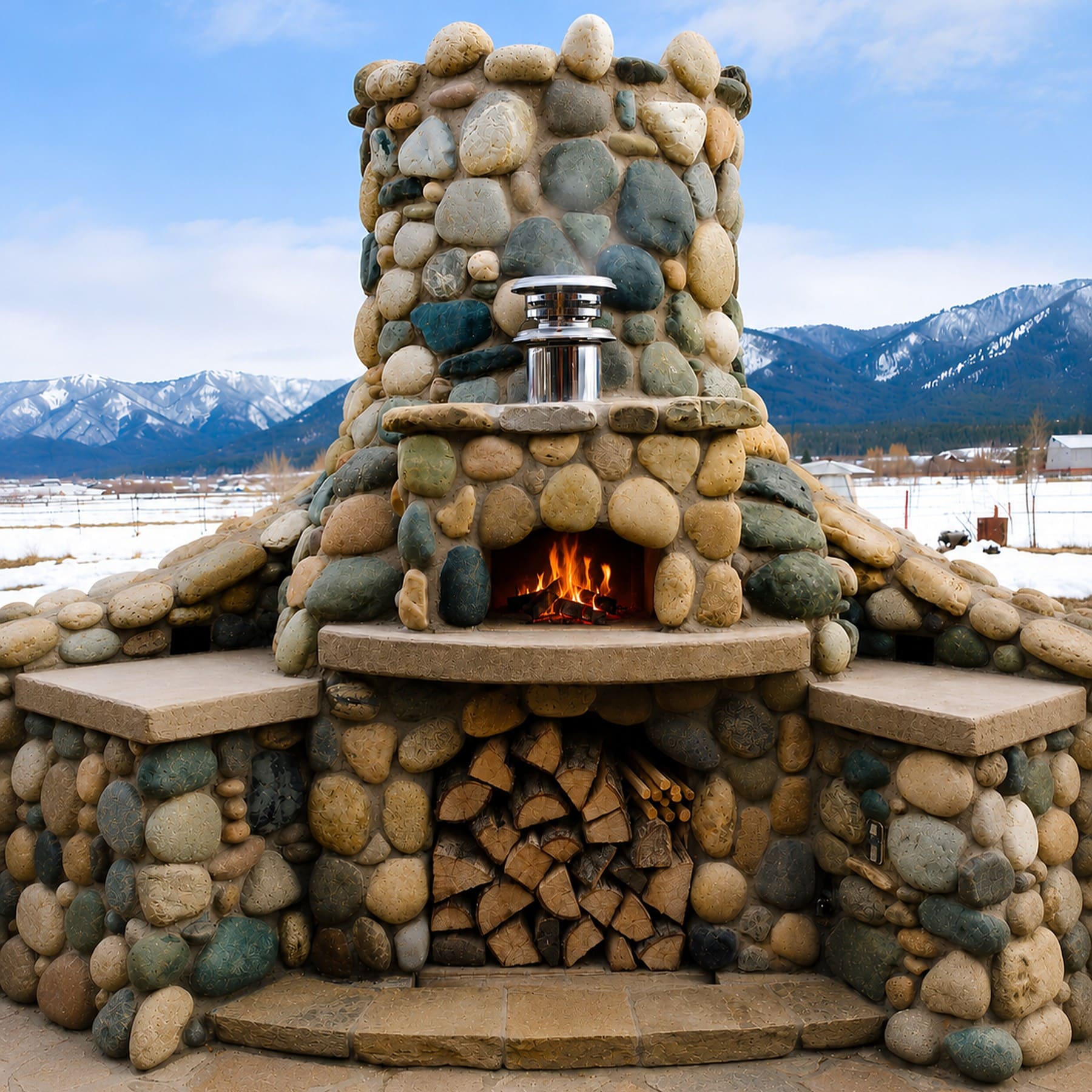 Maguire DIY pizza oven made from a concrete manhole section