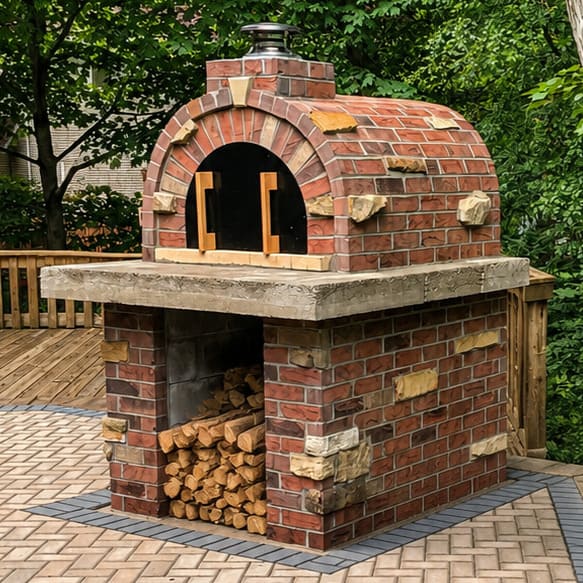 M. Myers BrickWood pizza oven and complete backyard remodel