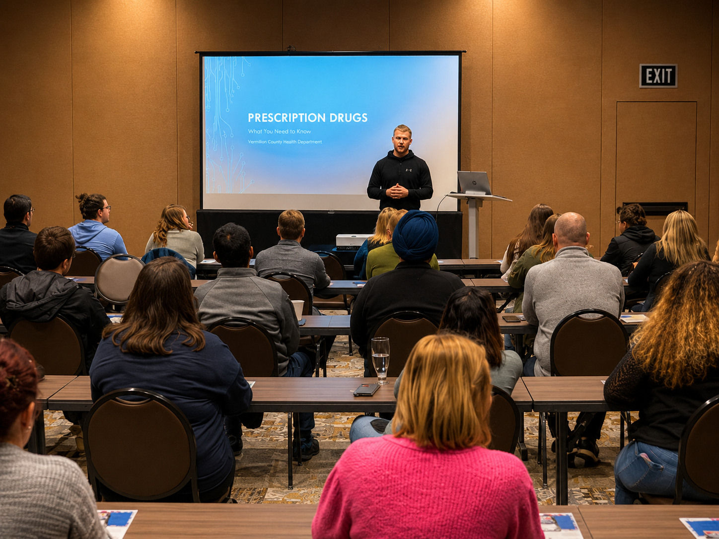 Presenter speaking to attendees in a Terre Haute Convention Center meeting room