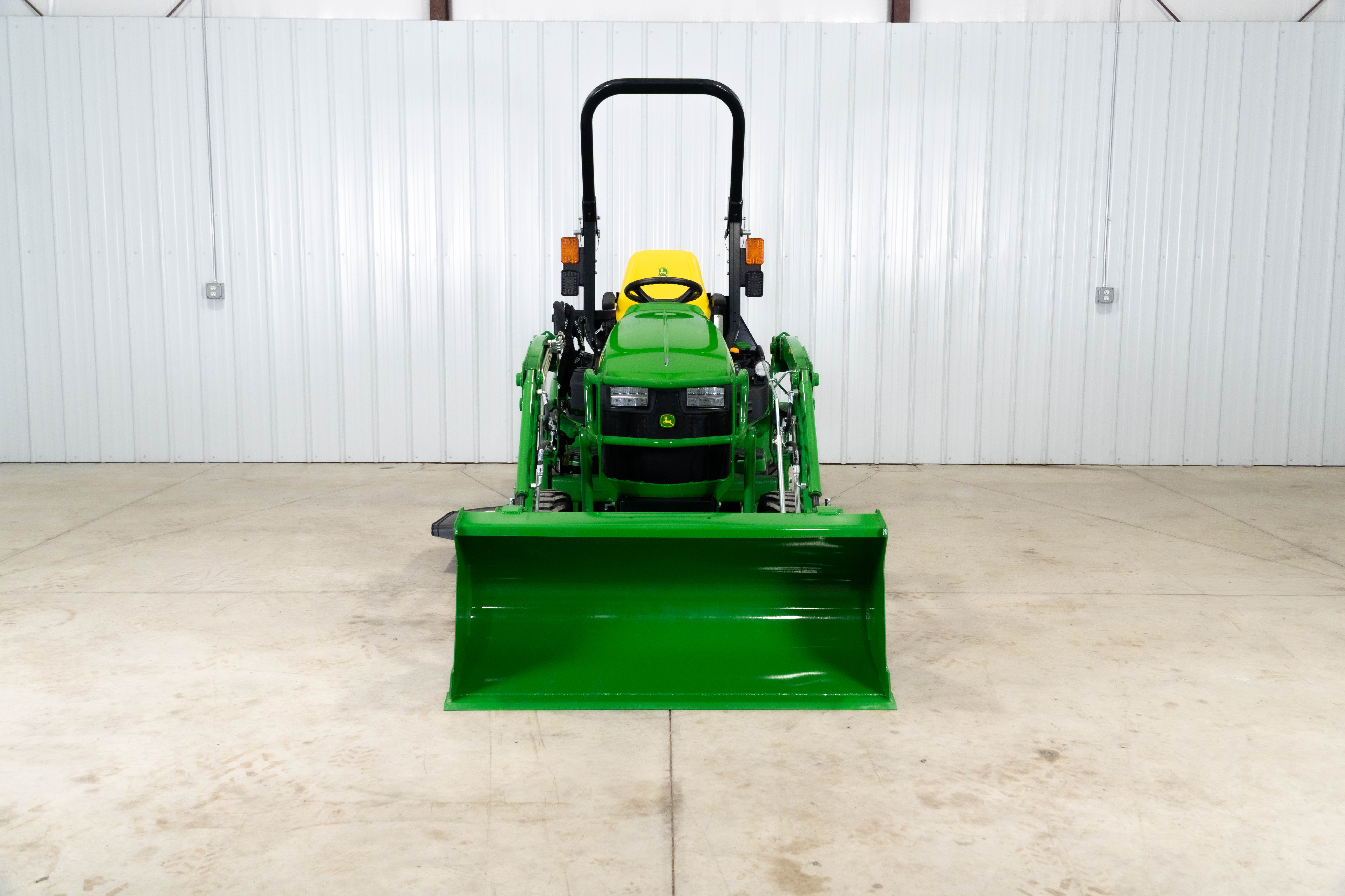 John Deere 1025R Compact Tractor Package with 120R Loader, 60D Mower Deck & BB5048L Box Blade