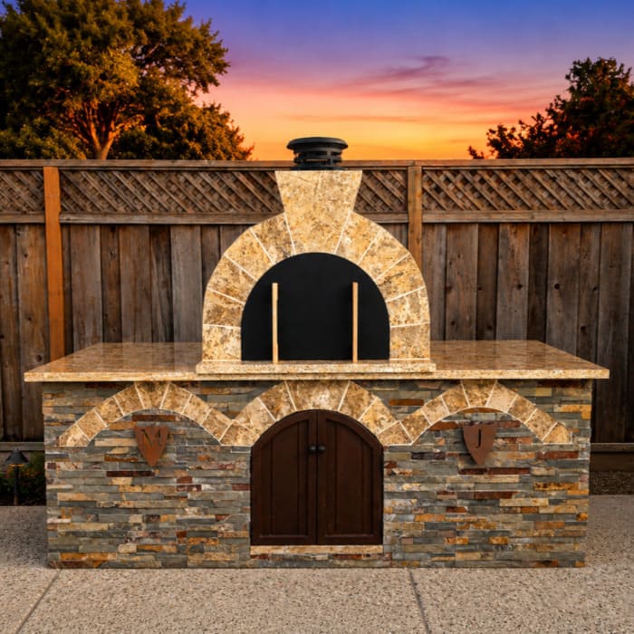 Conetto natural gas DIY pizza oven with prep tables
