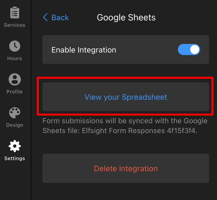 View Spreadsheet