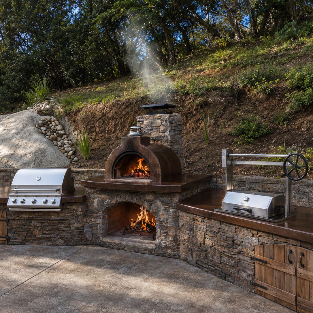 D. Shortes pizza oven built above an outdoor fireplace
