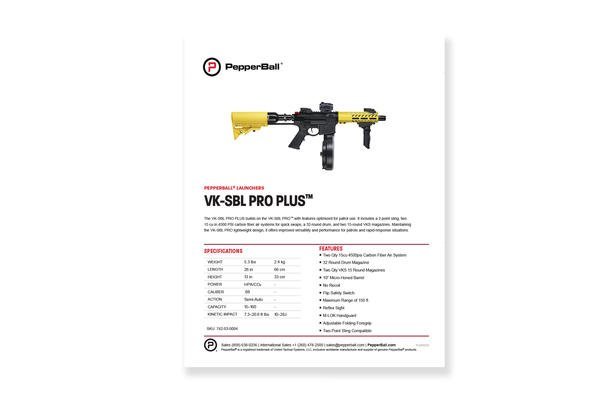 PepperBall® Launcher Specifications | Spec Sheet Downloads