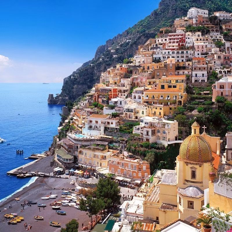 Positano — Cartello QR GetYourGuide Campania