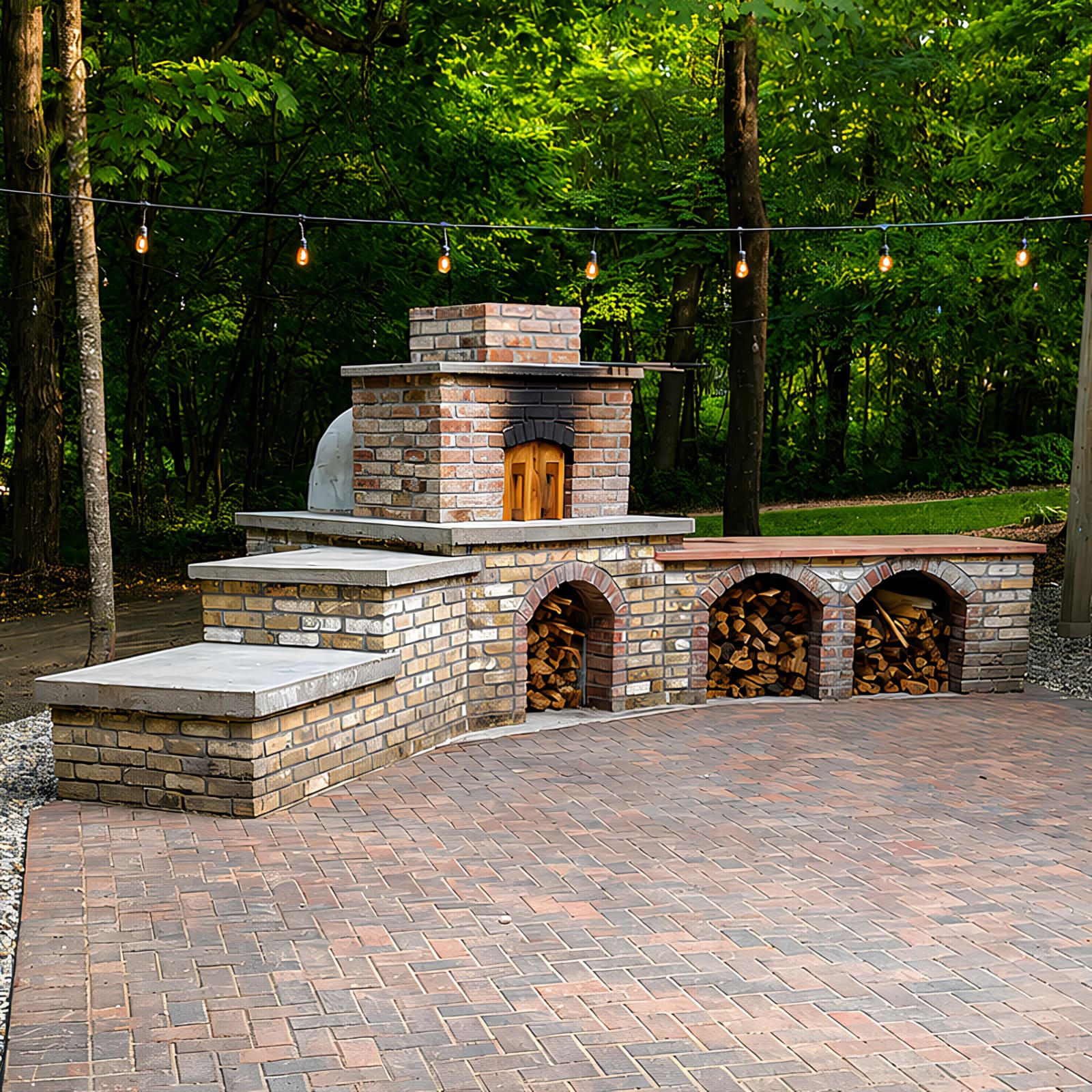 D. Swanson brick patio pizza oven with concrete countertops