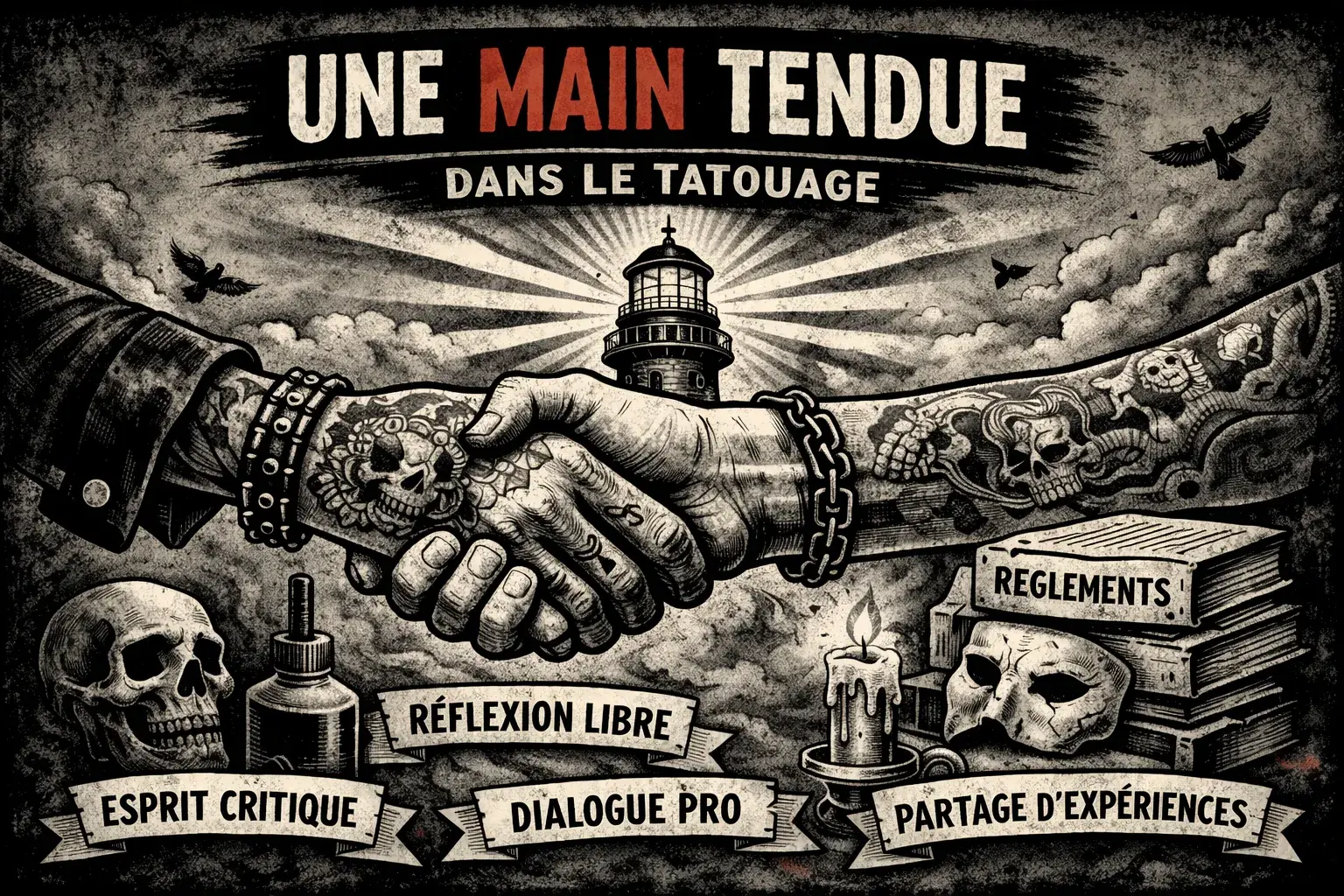 Parole professionnelle tatouage : illustration sur la réflexion critique et le dialogue dans le métier.