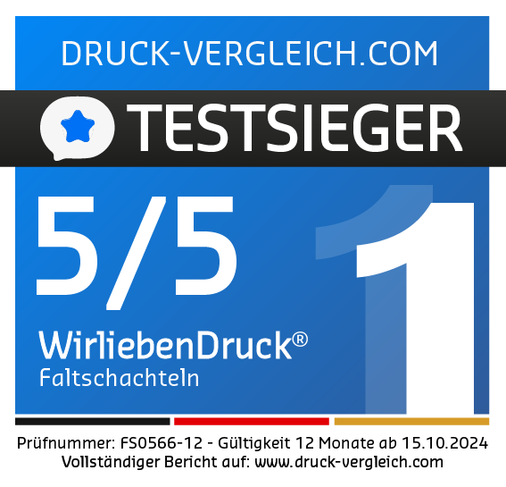 Druck-Vergleich Testsieger 5 von 5 – WirliebenDruck Faltschachteln