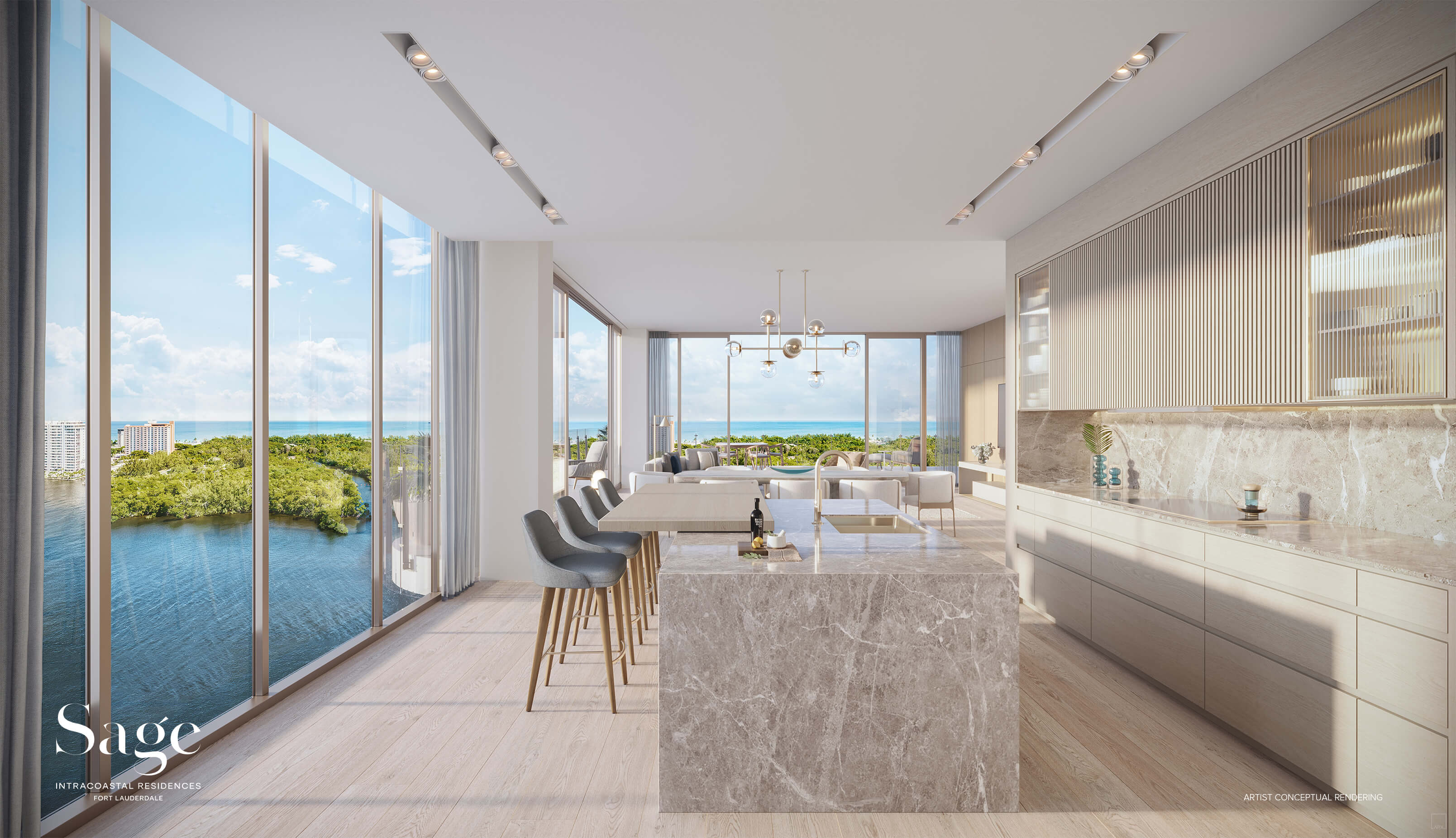 Sage Residences gourmet kitchen with Subzero and Wolf appliances