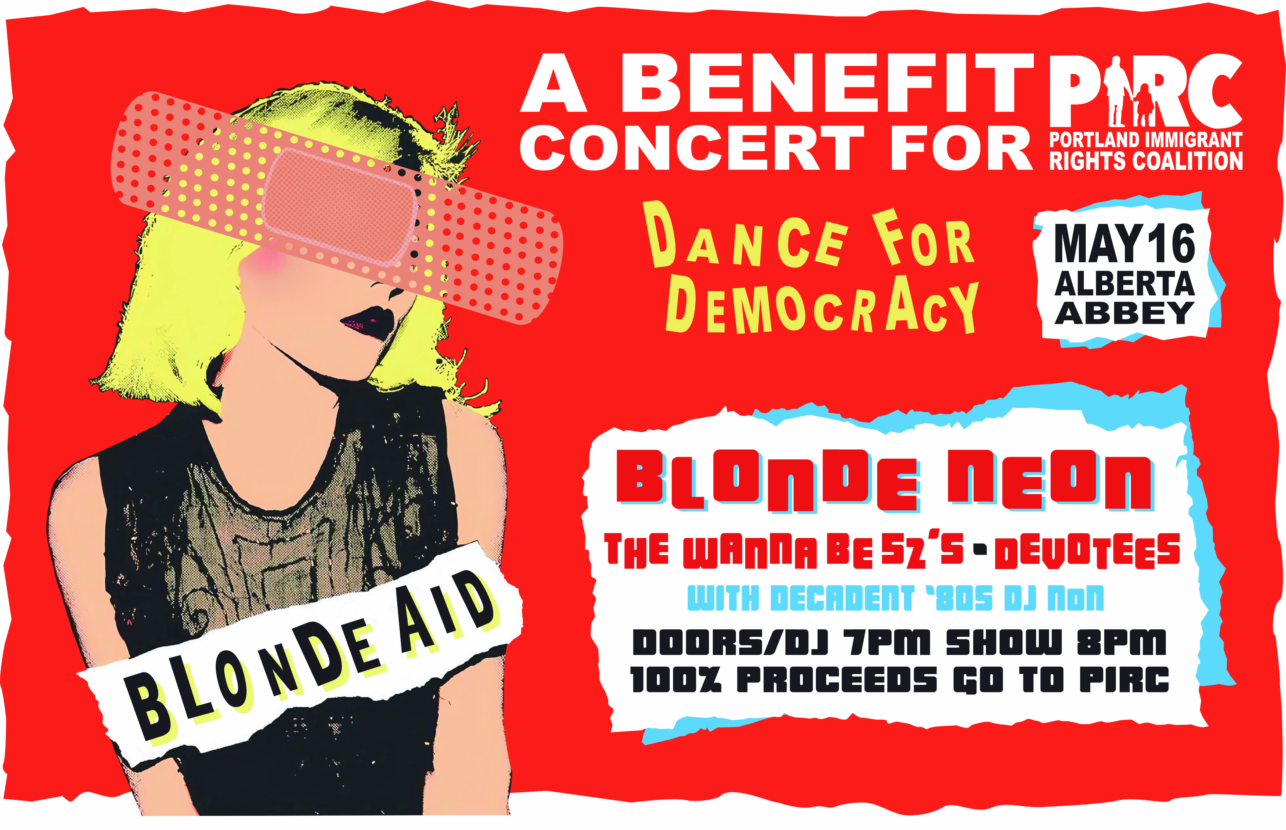 Blonde Aid: Dance for Democracy at Alberta Abbey