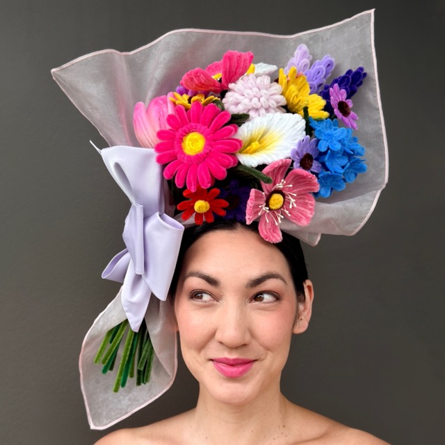 Turquoise & Tangerine Straw Pillbox Fascinator Hat - Learn  display picture 1