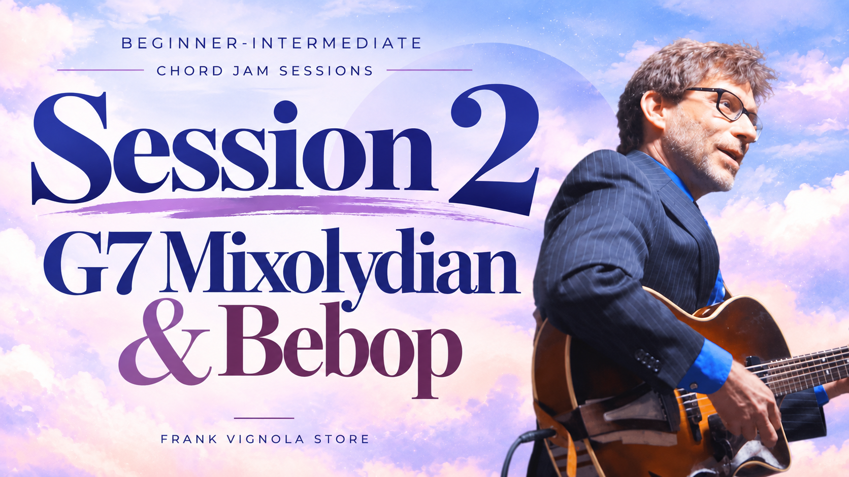 beginner intermediate chord jam session 2 g7 mixolydian bebopddaad