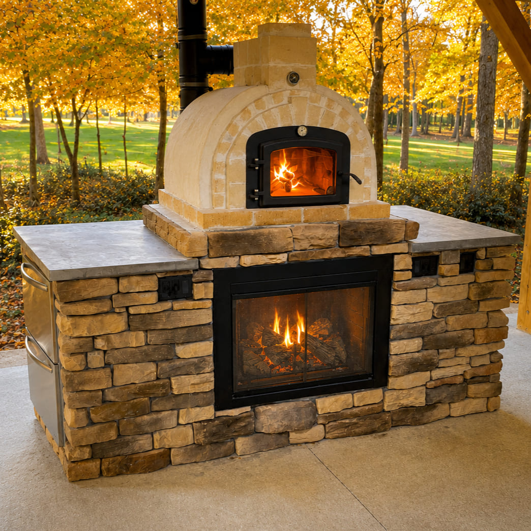 Jacobson Oven and stone fireplace combination