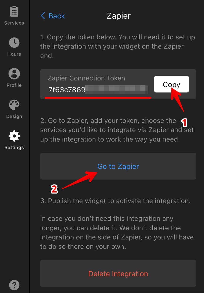Zapier Connection Token