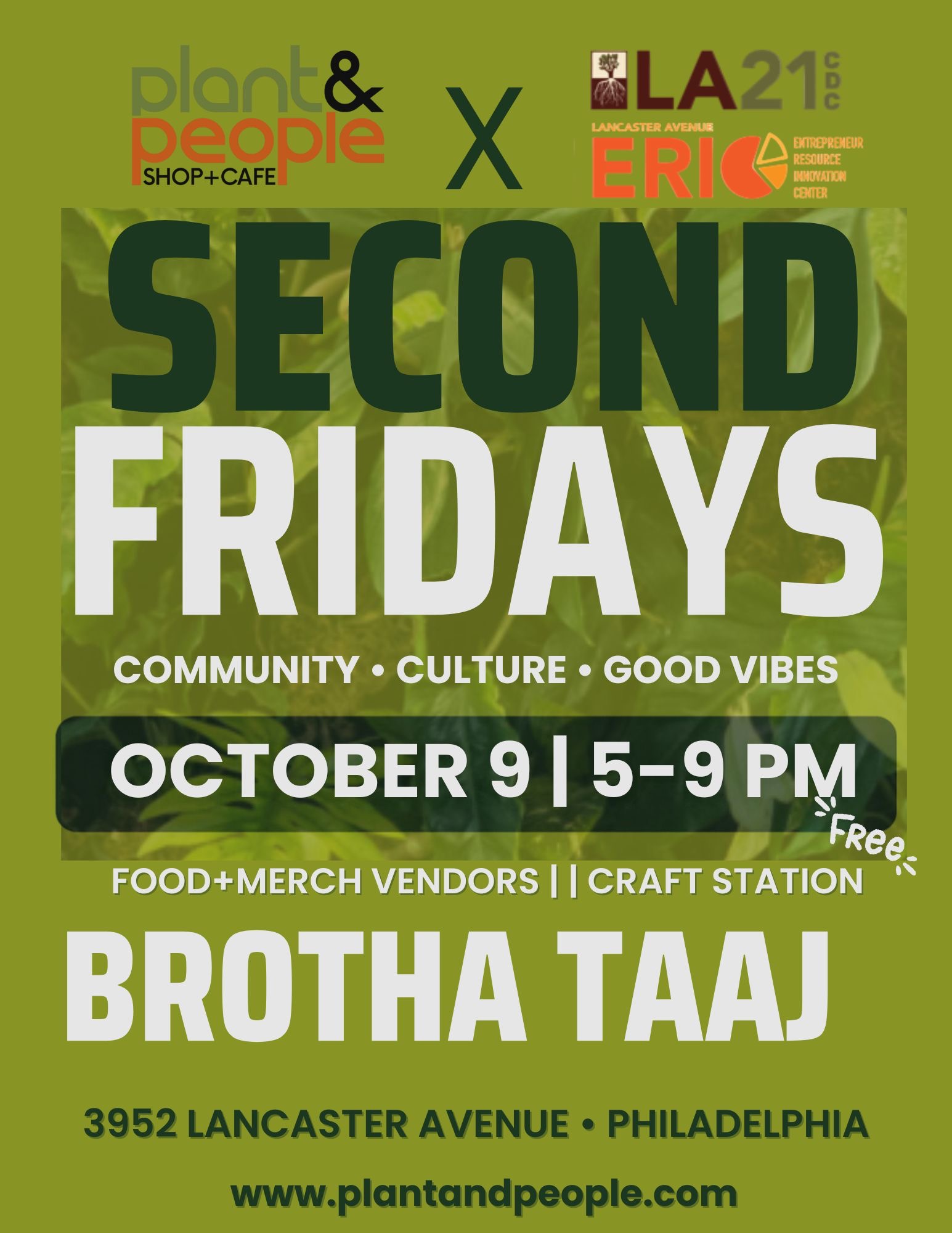 Second Friday - Friday, October 9 at 9:00 PM at Plant and People in West Powelton, Philadelphia