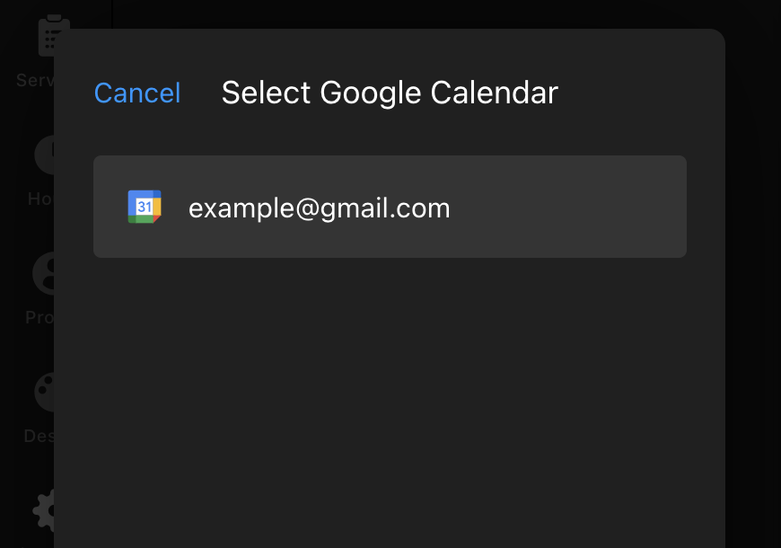 Select calendar to sync