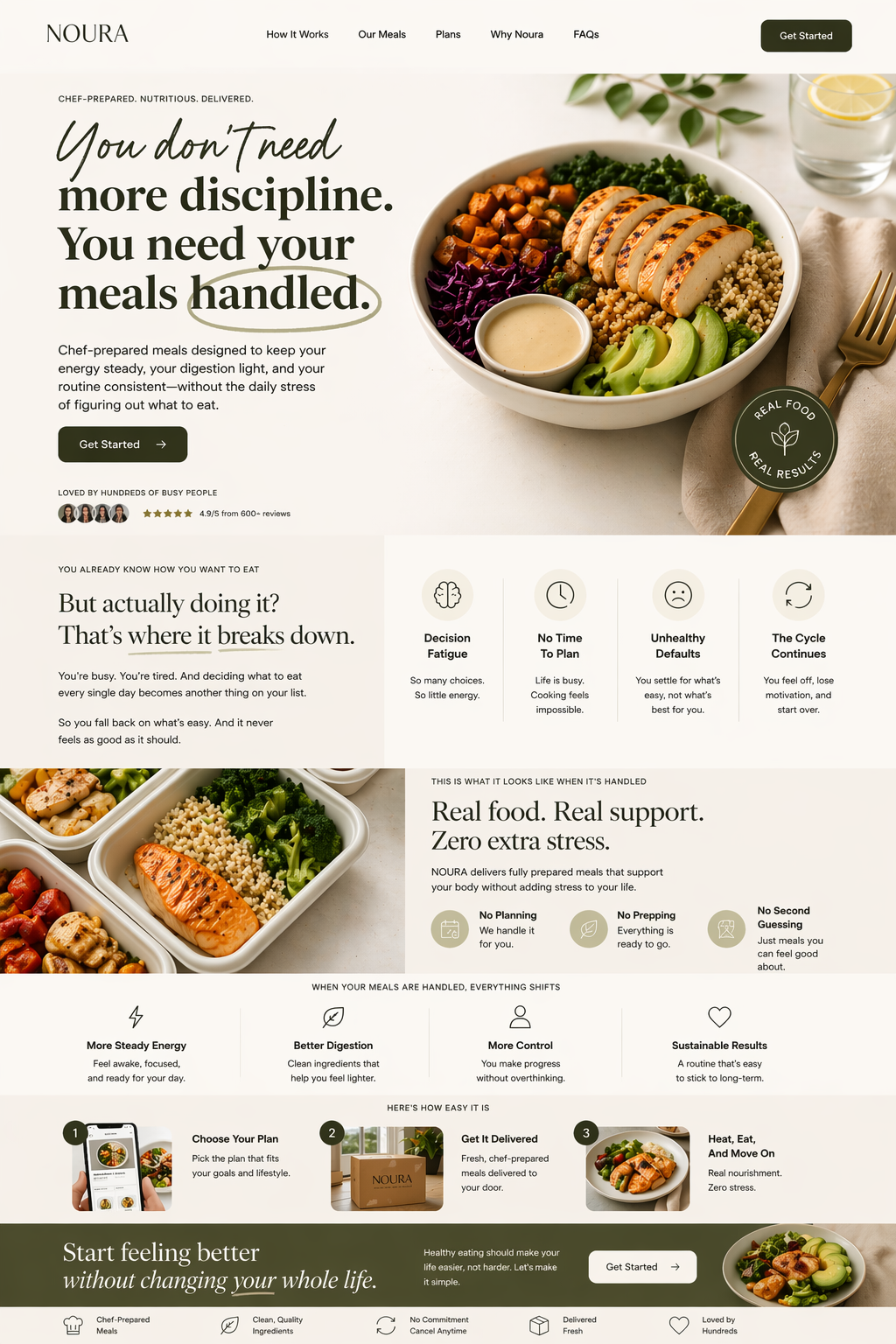 Noura meal-delivery landing page from the Write Wins portfolio