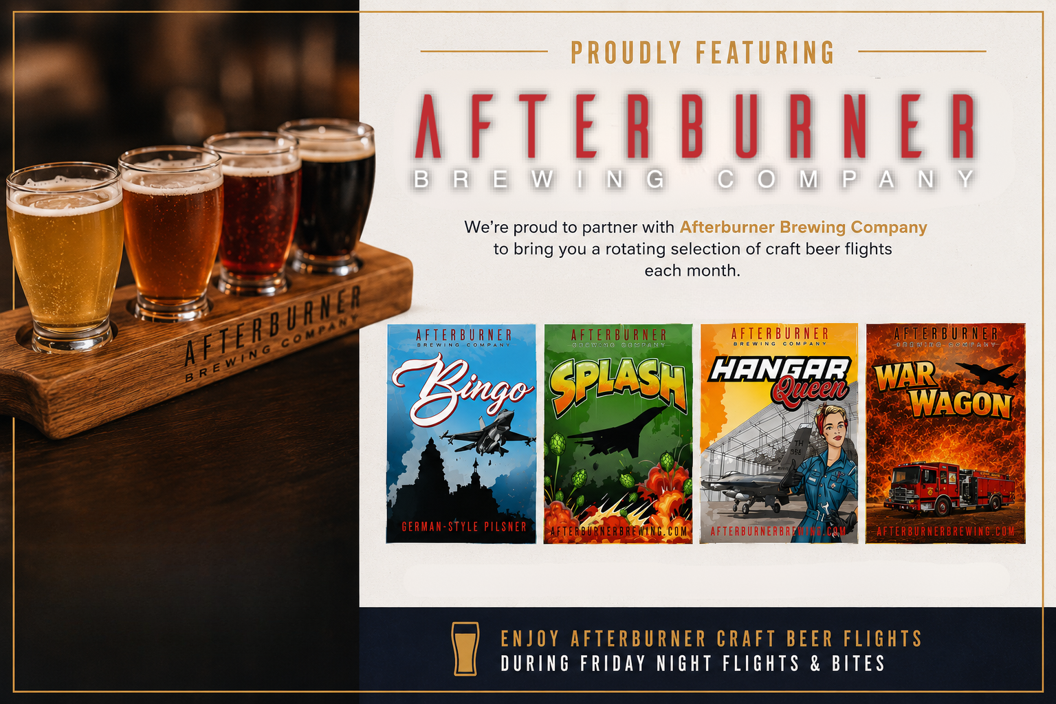 Afterburner Brewing Company craft beer flights