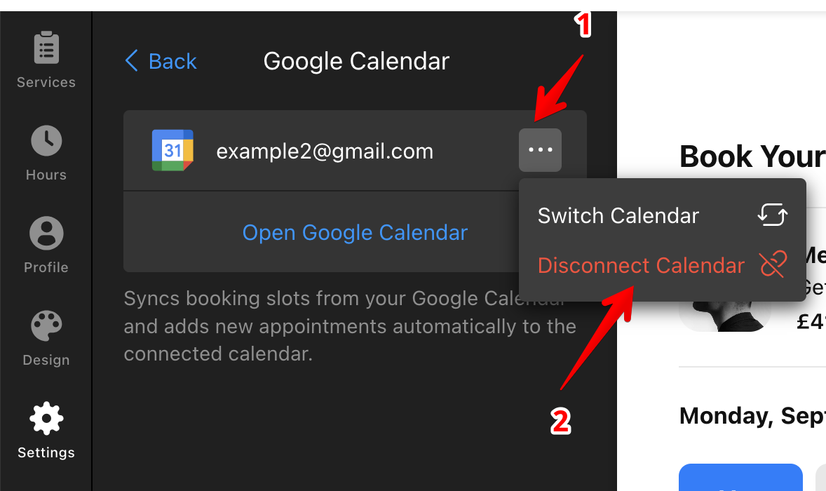 Disconnect calendar option